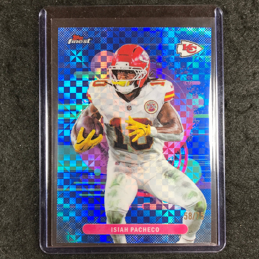 2025 Topps Finest NFL ISIAH PACHECO Uncommon Blue X-Fractor 58/75