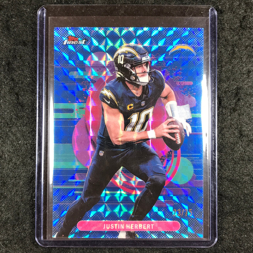 2025 Topps Finest NFL JUSTIN HERBERT Uncommon Blue Geometric 23/75