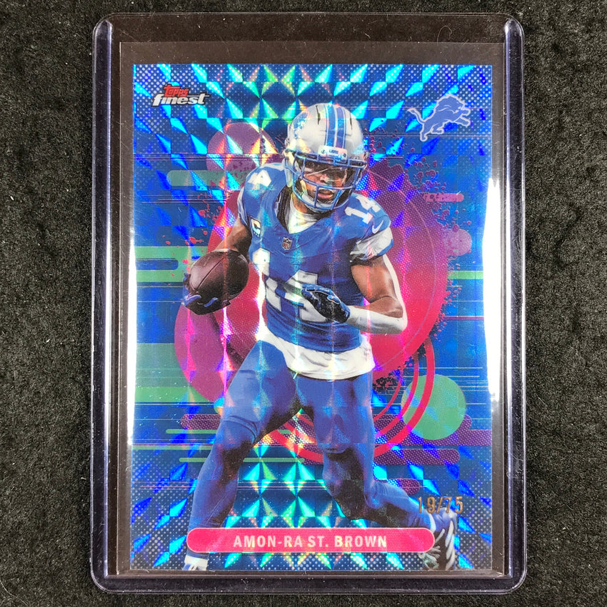 2025 Topps Finest NFL AMON-RA ST. BROWN Uncommon Blue Geometric 19/75