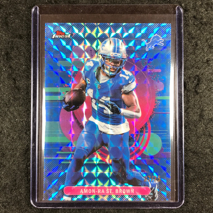 2025 Topps Finest NFL AMON-RA ST. BROWN Uncommon Blue Geometric 27/75