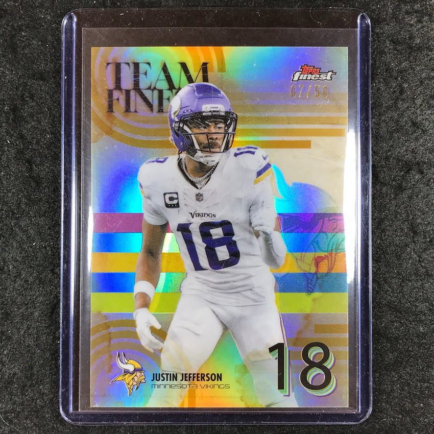 2025 Topps Finest NFL JUSTIN JEFFERSON Team Finest Gold 7/50