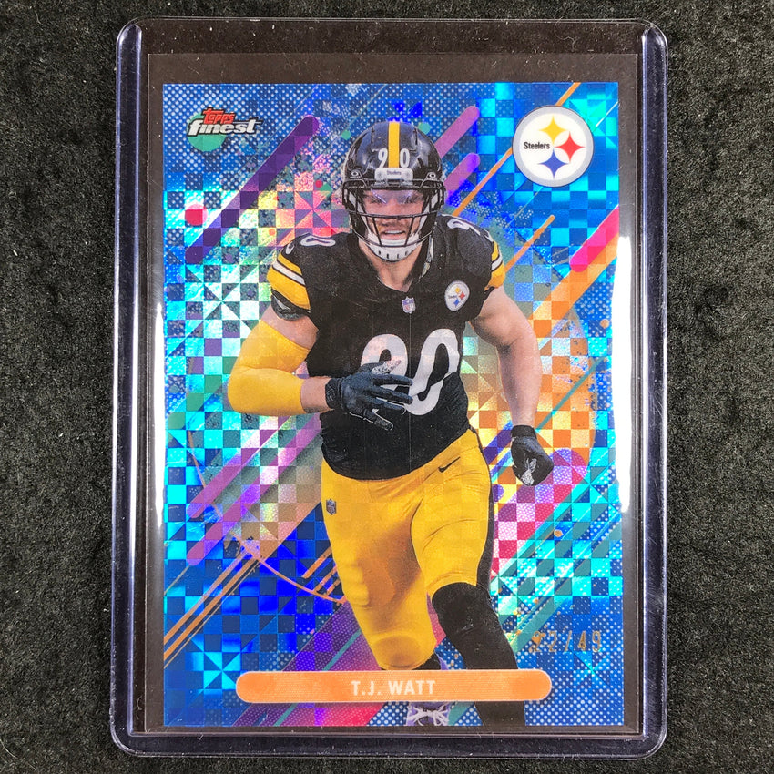 2025 Topps Finest NFL T.J. WATT Rare Blue X-Fractor 22/49