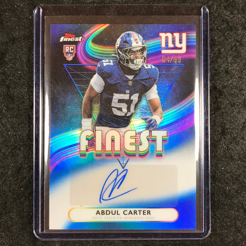 2025 Topps Finest NFL ABDUL CARTER Rookie Finest Auto Blue 4/99