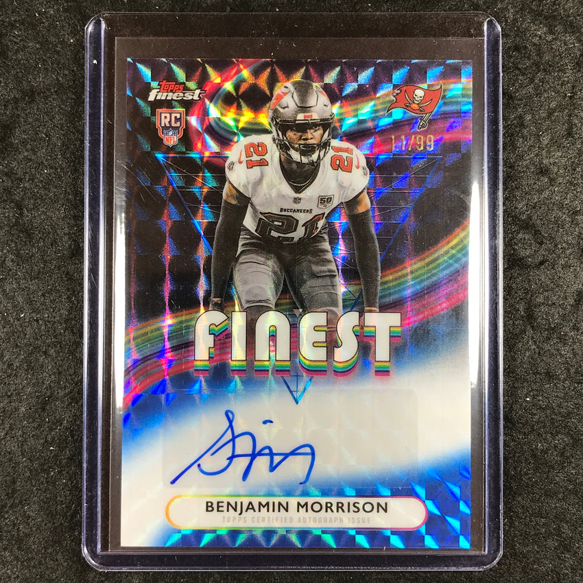 2025 Topps Finest NFL BENJAMIN MORRISON Rookie Finest Auto Blue Geometric 11/99