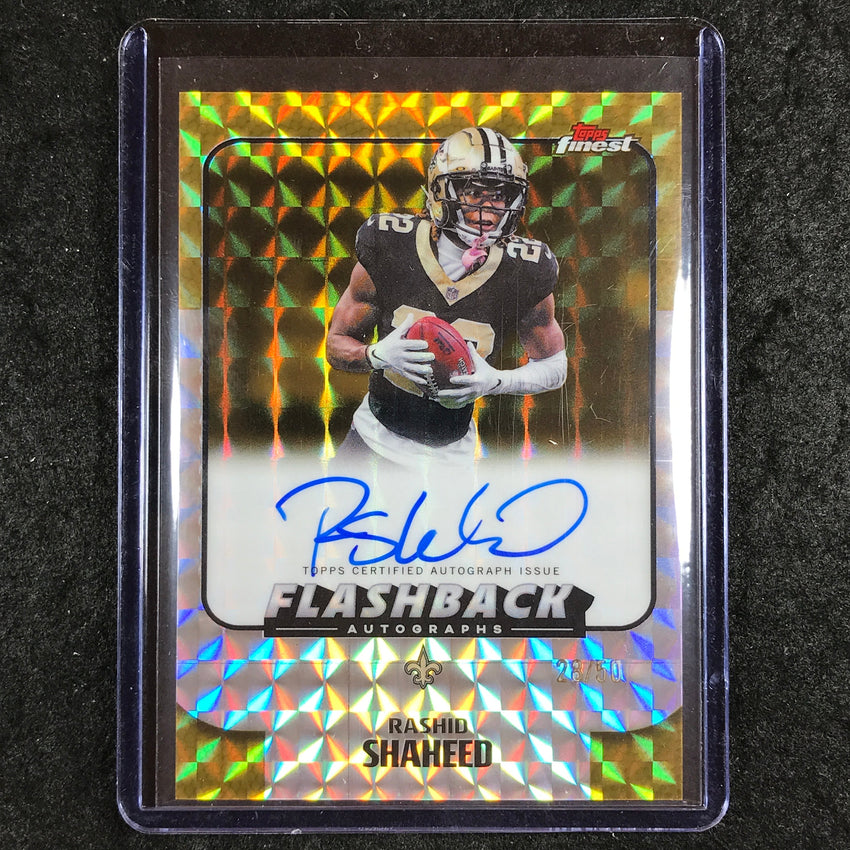 2025 Topps Finest NFL RASHID SHAHEED Flashback Auto Gold Geometric 28/50