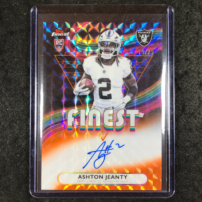 2025 Topps Finest NFL ASHTON JEANTY Rookie Finest Auto Orange Geometric 19/25