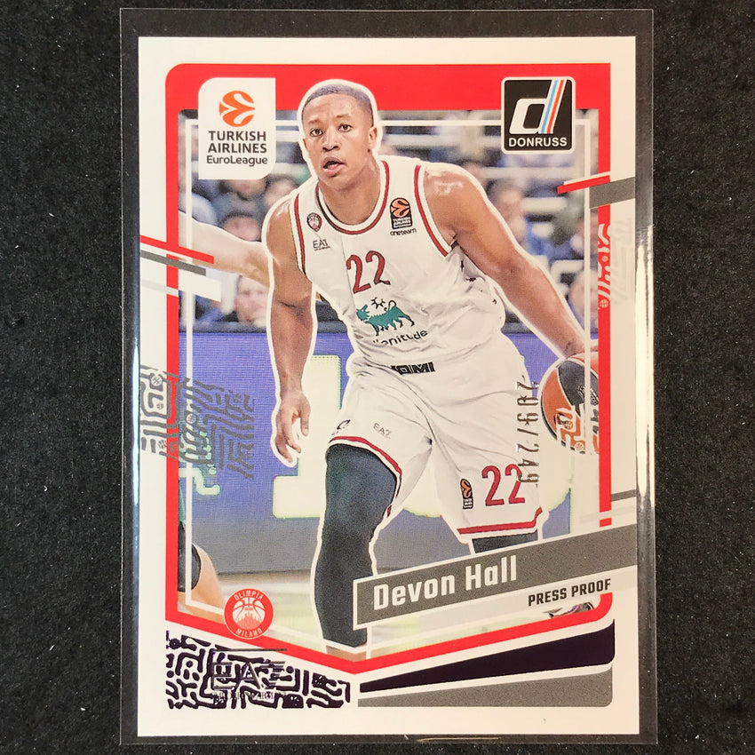 2023-24 Donruss Euroleague DEVON HALL Base Purple Press Proof /249 #149