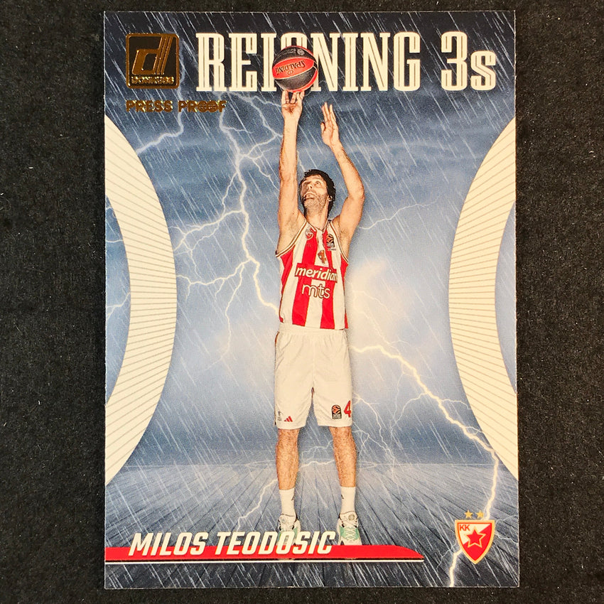 2023-24 Donruss Euroleague MILOS TEODOSIC Reigning 3s Press Proof #7