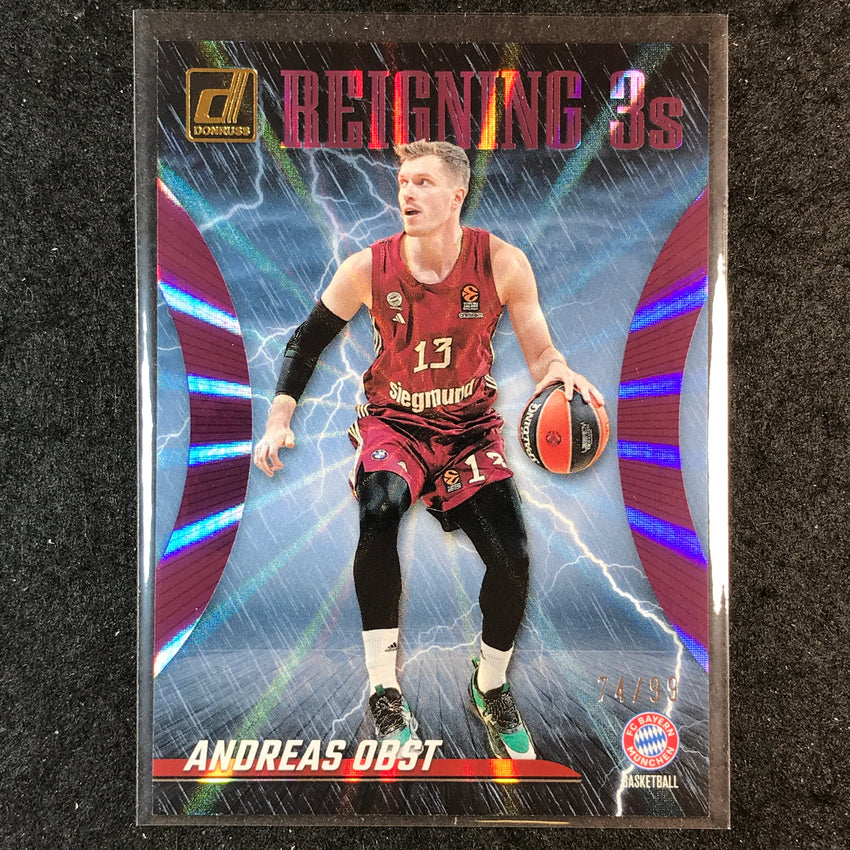 2023-24 Donruss Euroleague ANDREAS OBST Reigning 3s Purple Laser 74/99 #2