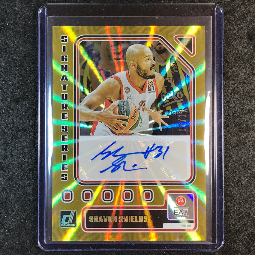 2023-24 Donruss Euroleague SHAVON SHIELDS Signature Series Auto Gold Lazer 4/10