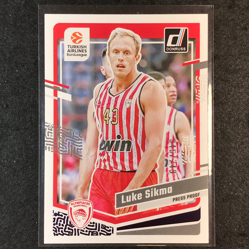 2023-24 Donruss Euroleague LUKE SIKMA Base Purple Press Proof /249 #62