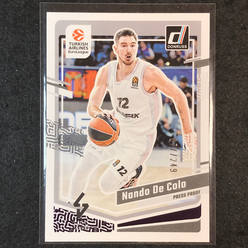 2023-24 Donruss Euroleague NANDO DE COLO Base Purple Press Proof /249 #80
