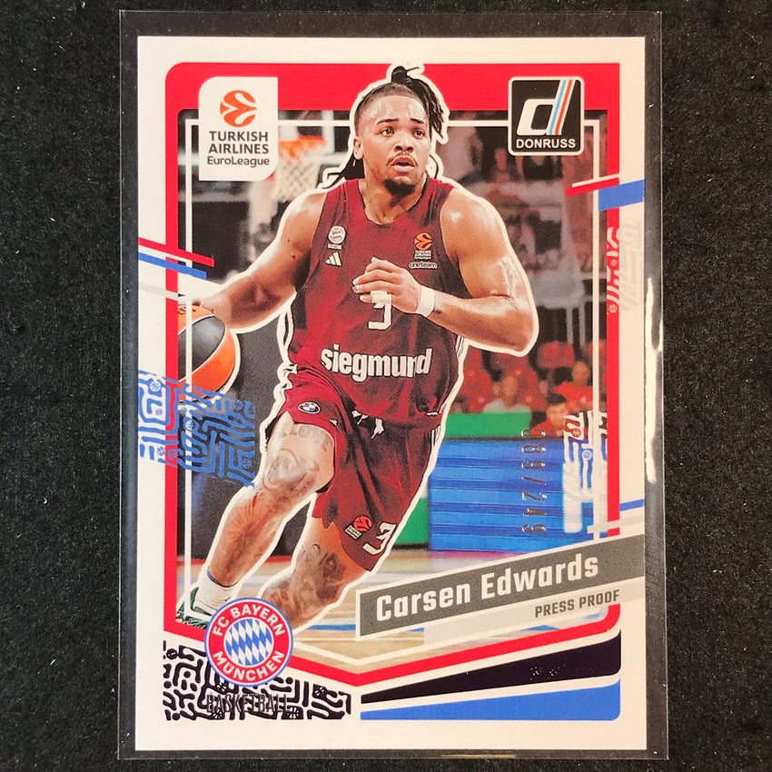 2023-24 Donruss Euroleague CARSEN EDWARDS Base Purple Press Proof /249 #85