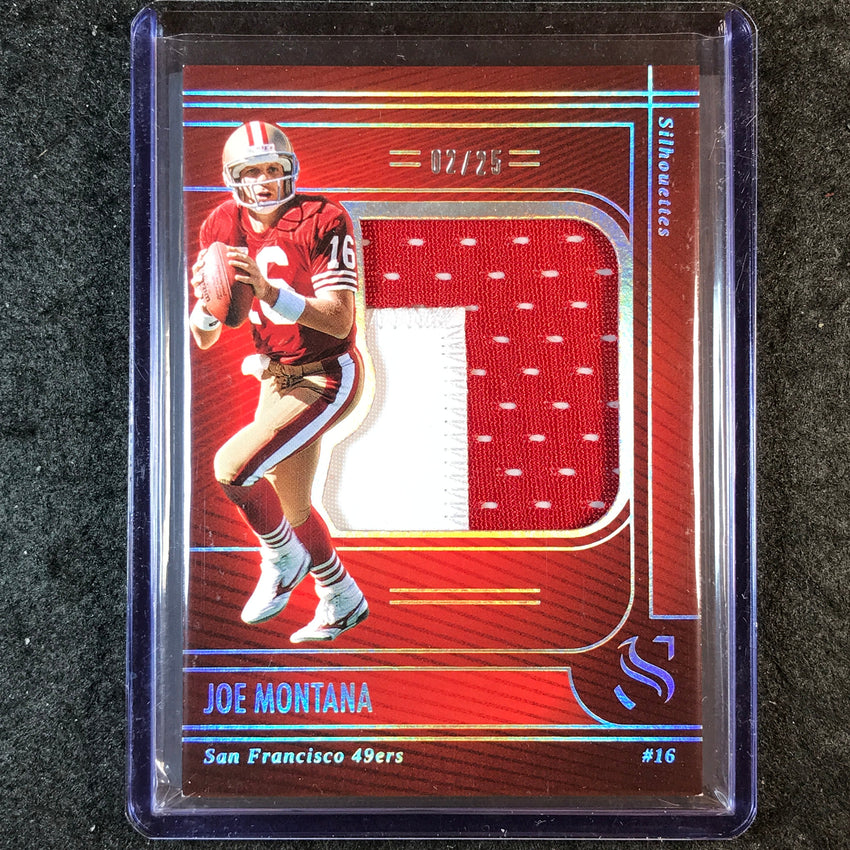 2025 Silhouette Football JOE MONTANA Silhouettes Patch Relic Holo Silver 2/25