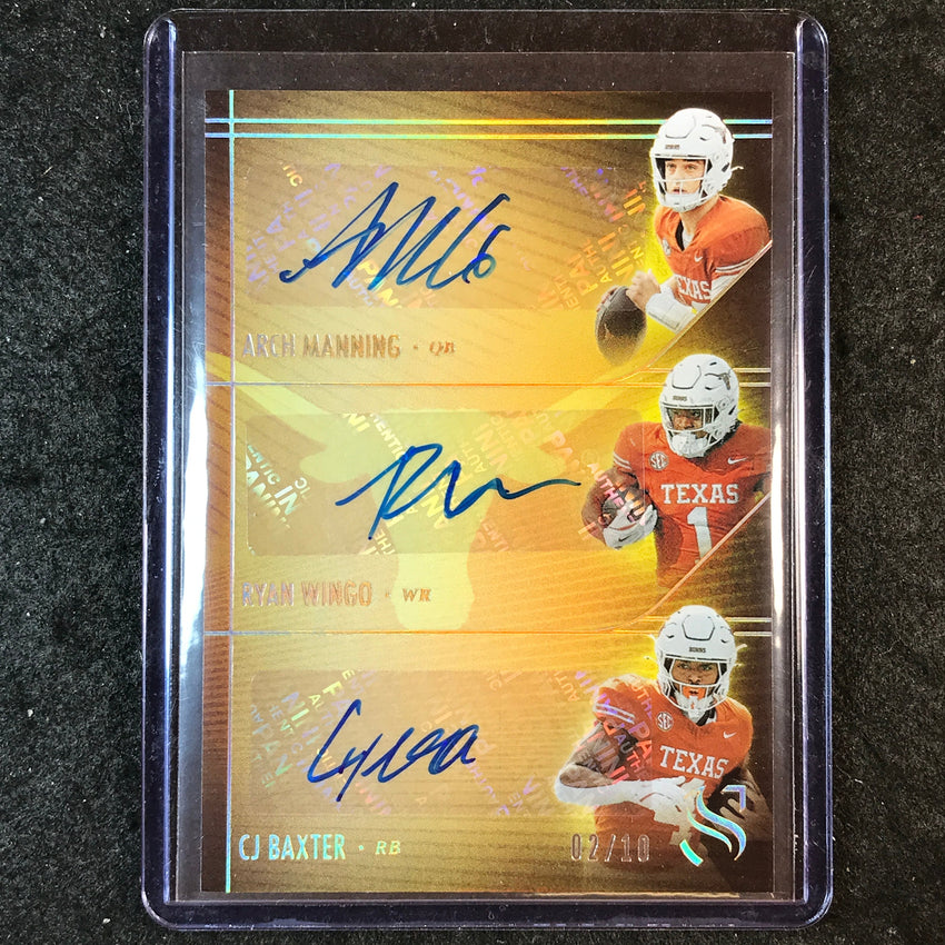 2025 Silhouette Football ARCH MANNING WINGO BAXTER Triple Auto Gold 2/10