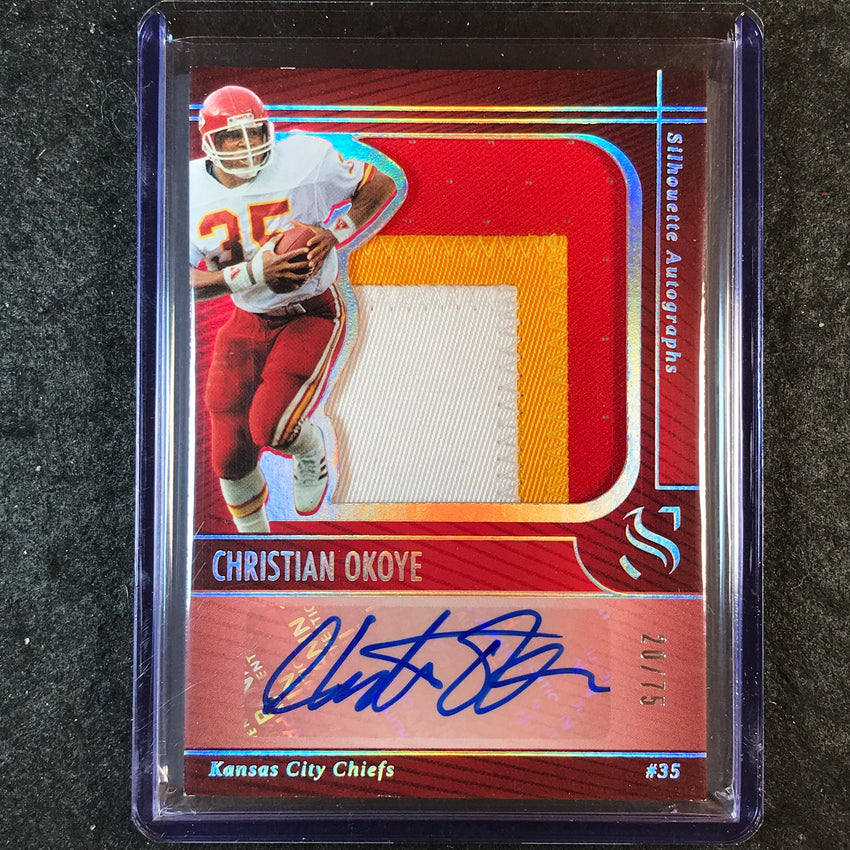 2025 Silhouette Football CHRISTIAN OKOYE Silhouette Patch Auto Holo Silver 20/75