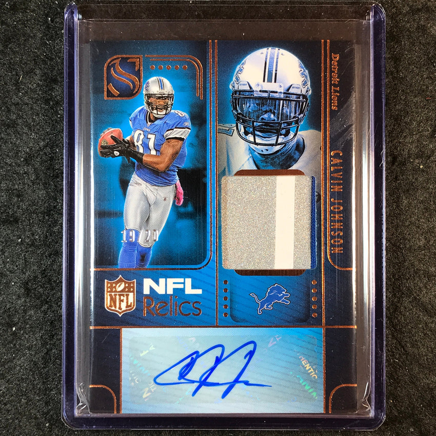 2025 Silhouette Football CALVIN JOHNSON NFL Relic Patch Auto Bronze 19/20