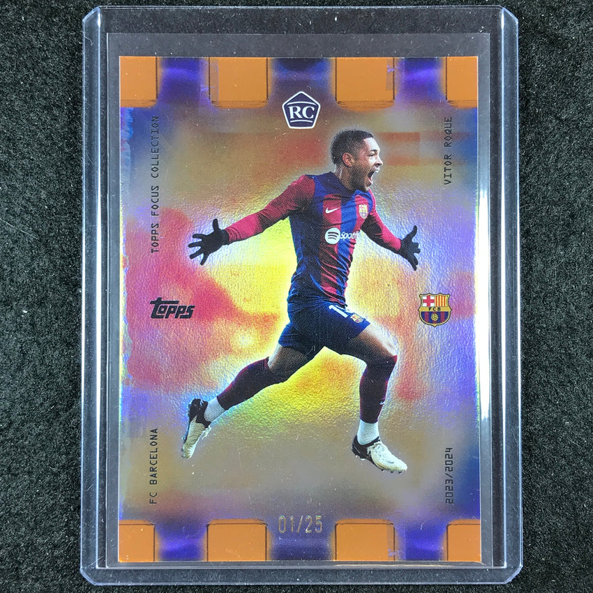 2023-24 Topps Focus Barcelona VITOR ROQUE Golden Hour Rookie Orange Foil 1/25