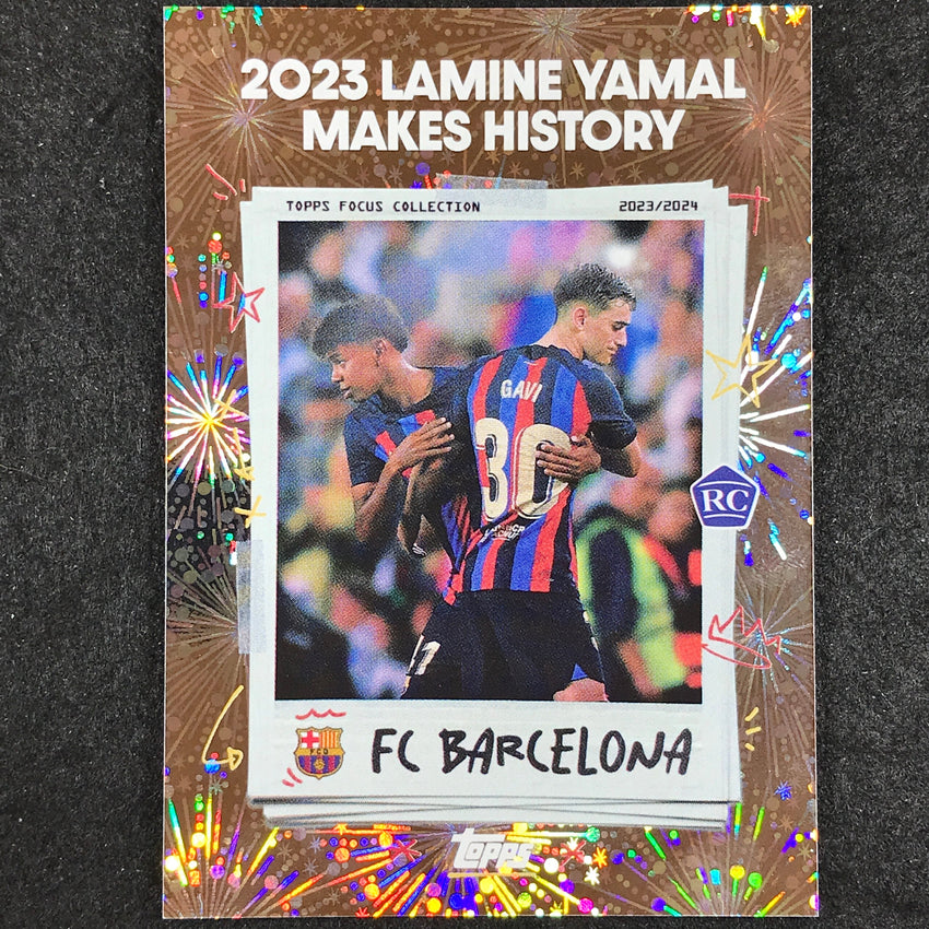2023-24 Topps Focus Barcelona 2023 LAMINE YAMAL Moments In Time Rookie Foil #48