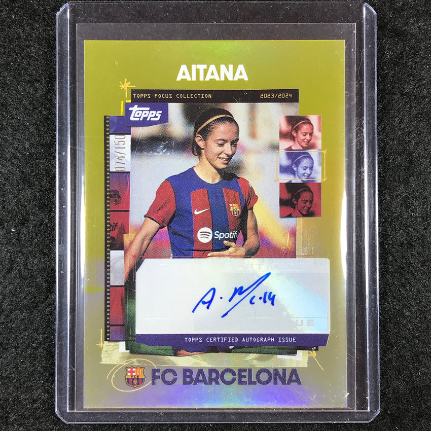 2023-24 Topps Focus Barcelona AITANA BONMATI Snapshots Auto Yellow 74/150