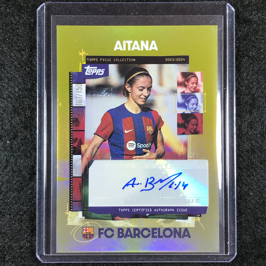 2023-24 Topps Focus Barcelona AITANA BONMATI Snapshots Auto Yellow 63/150