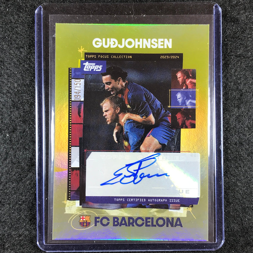2023-24 Topps Focus Barcelona EIDUR GUDJOHNSEN Snapshots Auto Yellow 94/150