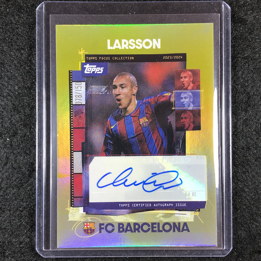 2023-24 Topps Focus Barcelona HENRIK LARSSON Snapshots Auto Yellow 78/150