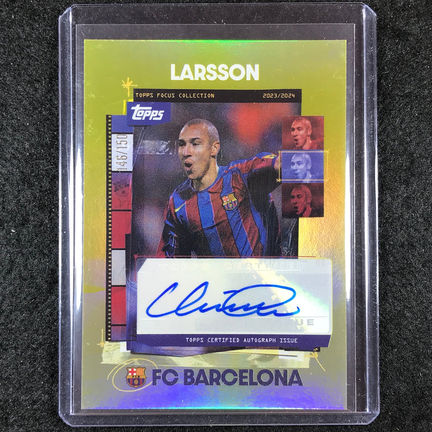 2023-24 Topps Focus Barcelona HENRIK LARSSON Snapshots Auto Yellow 146/150