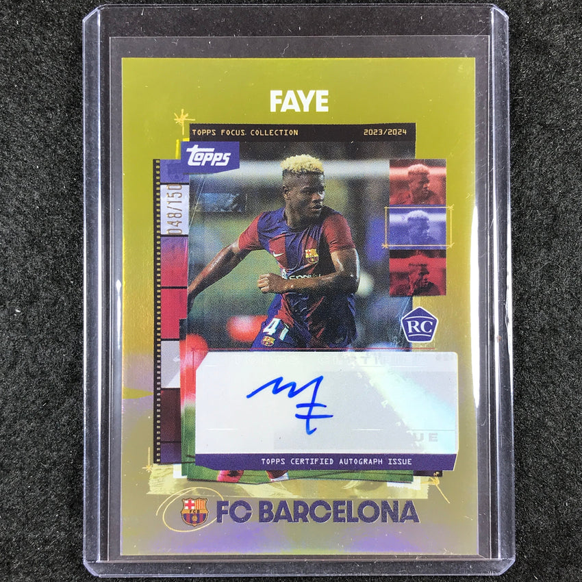 2023-24 Topps Focus Barcelona MIKAYIL FAYE Snapshots Rookie Auto Yellow 48/150