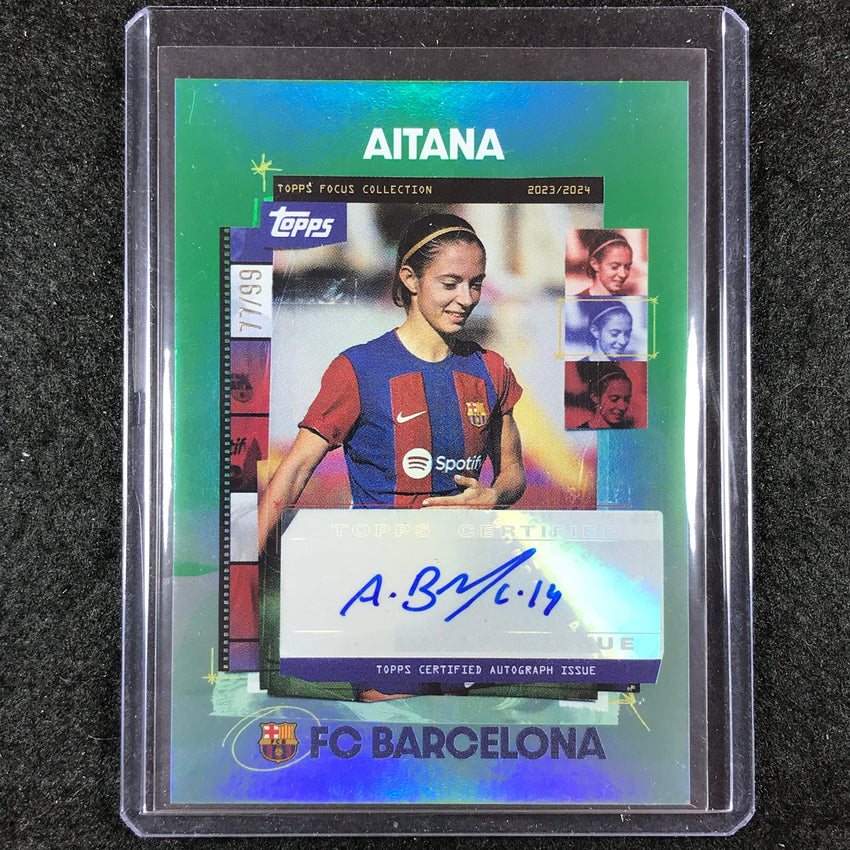 2023-24 Topps Focus Barcelona AITANA BONMATI Snapshots Auto Green 77/99