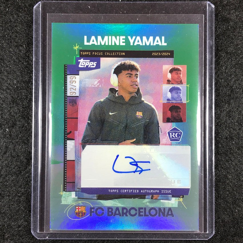2023-24 Topps Focus Barcelona LAMINE YAMAL Snapshots Rookie Auto Green 92/99