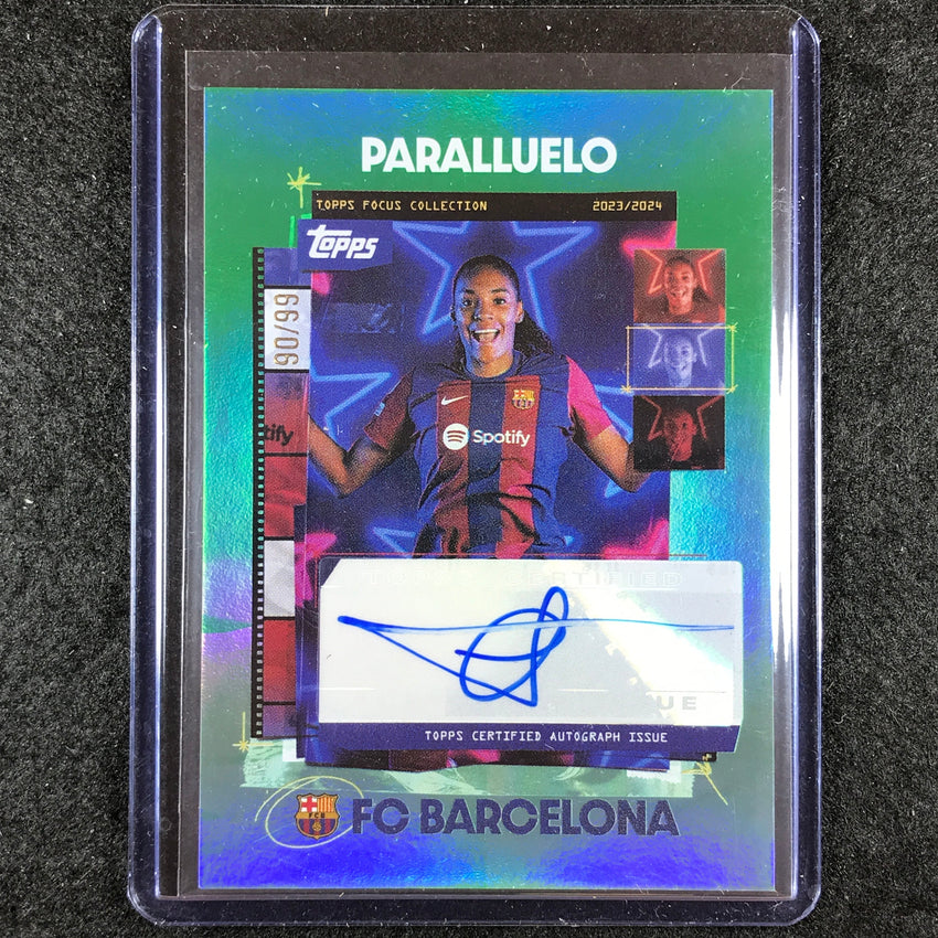 2023-24 Topps Focus Barcelona SALMA PARALLUELO Snapshots Auto Green 90/99