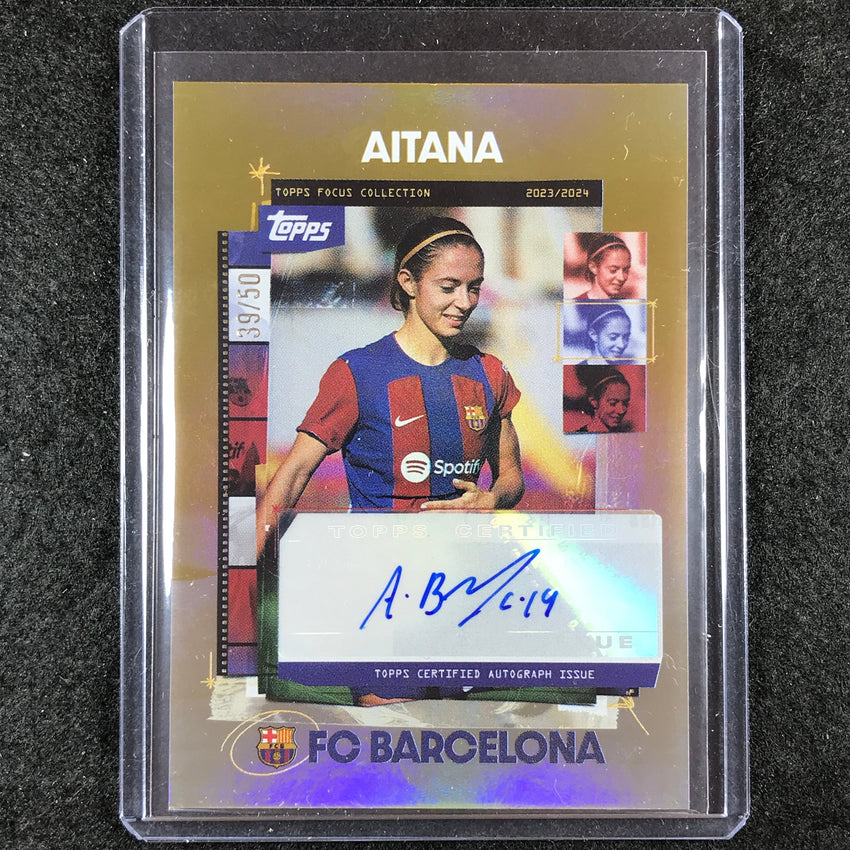 2023-24 Topps Focus Barcelona AITANA BONMATI Snapshots Auto Gold 39/50