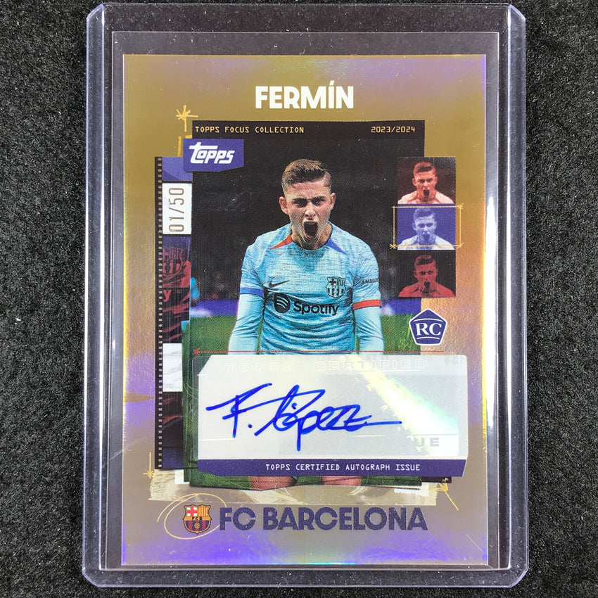 2023-24 Topps Focus Barcelona FERMIN LOPEZ Snapshots Rookie Auto Gold 1/50