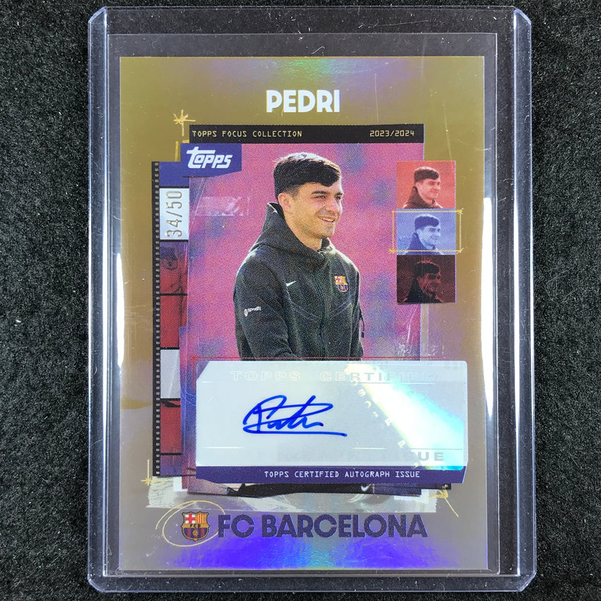2023-24 Topps Focus Barcelona PEDRI Snapshots Auto Gold 34/50