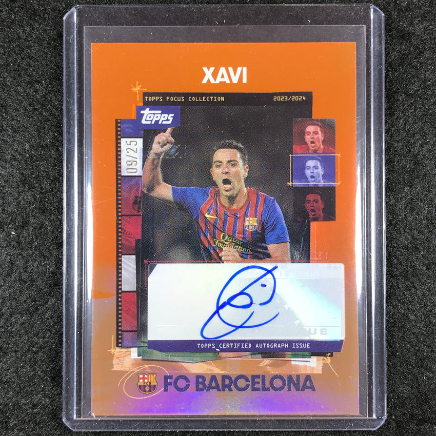 2023-24 Topps Focus Barcelona XAVI Snapshots Auto Orange 9/25
