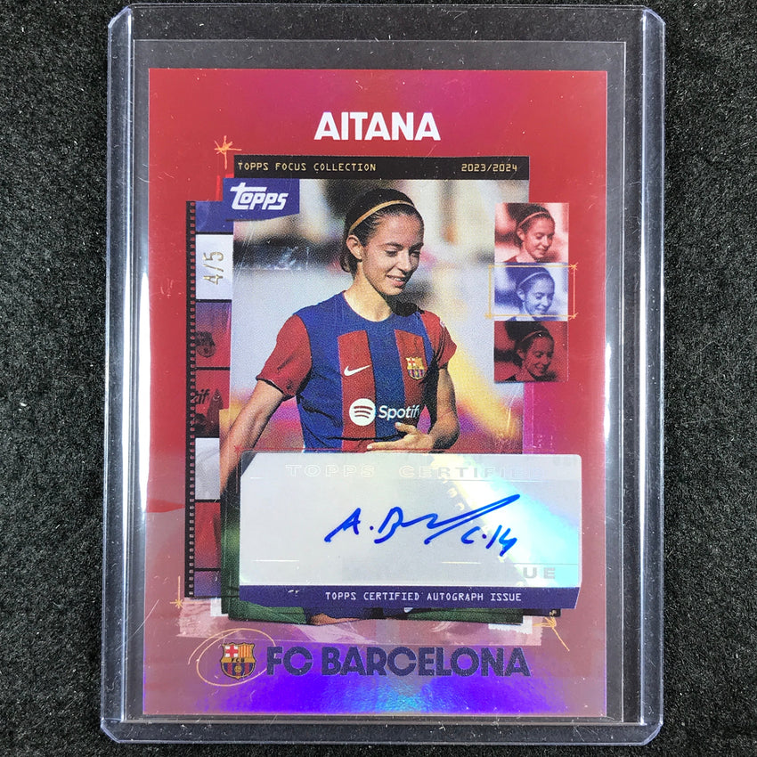 2023-24 Topps Focus Barcelona AITANA BONMATI Snapshots Auto Red 4/5