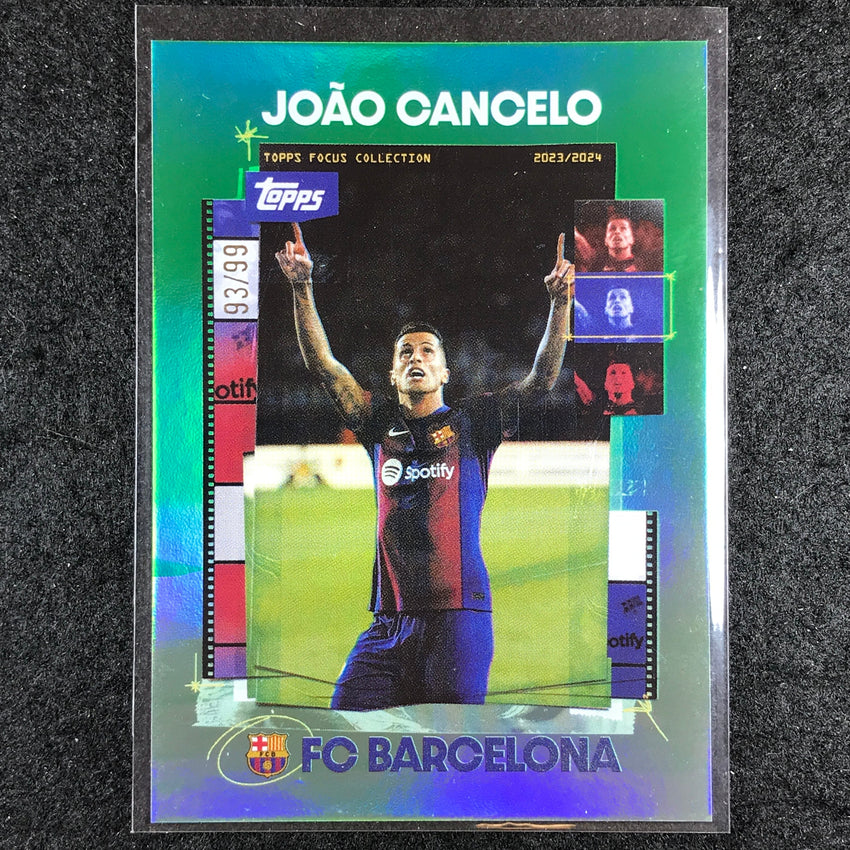 2023-24 Topps Focus Barcelona JOAO CANCELO Snapshots Green Rainbow Foil 93/99 #9