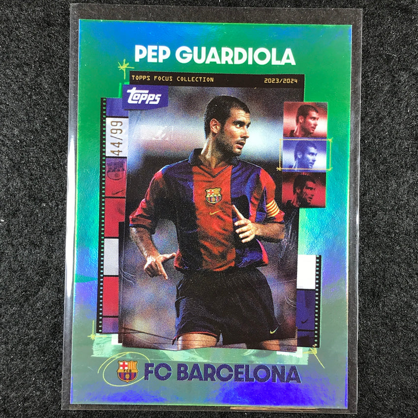2023-24 Topps Focus Barcelona PEP GUARDIOLA Snapshots Green Rainbow 44/99 #19