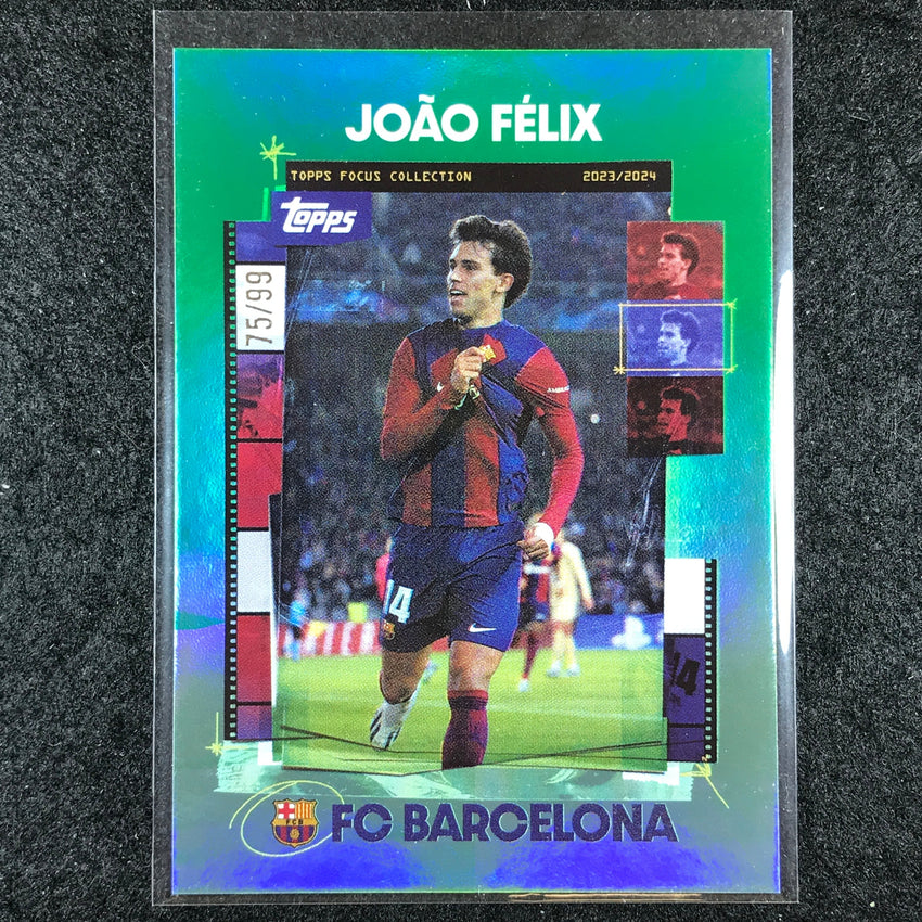 2023-24 Topps Focus Barcelona JOAO FELIX Snapshots Green Rainbow Foil 75/99 #28
