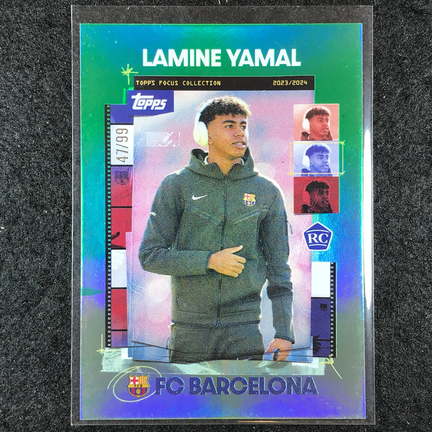 2023-24 Topps Focus Barcelona LAMINE YAMAL Snapshots Rookie Green Foil 47/99 #30