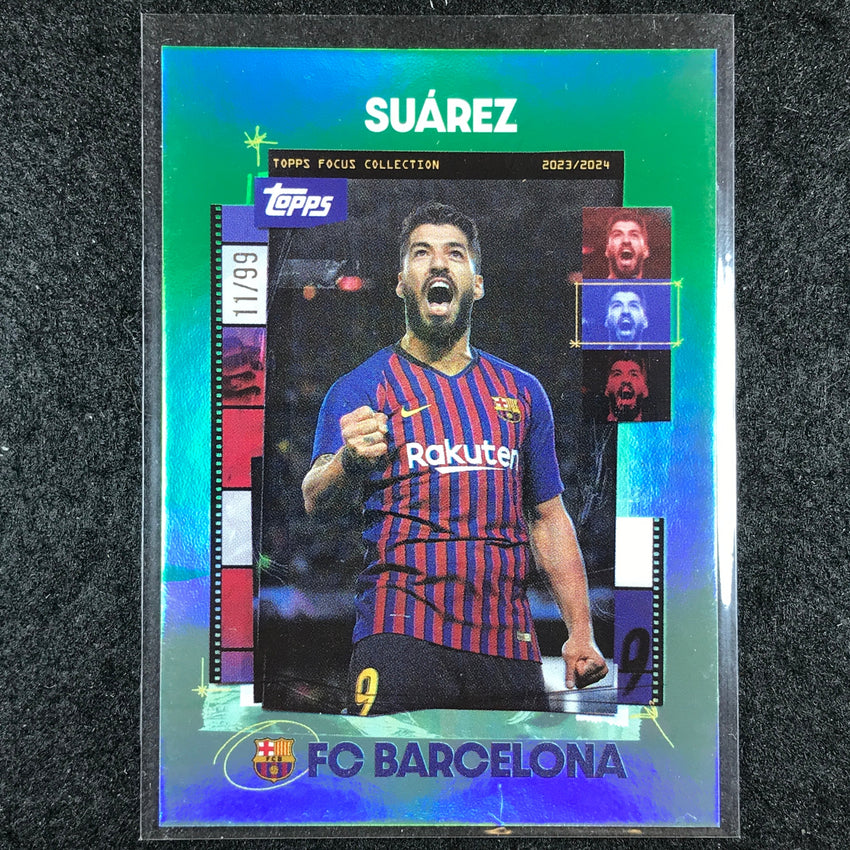 2023-24 Topps Focus Barcelona LUIS SUAREZ Snapshots Green Rainbow Foil 11/99 #35