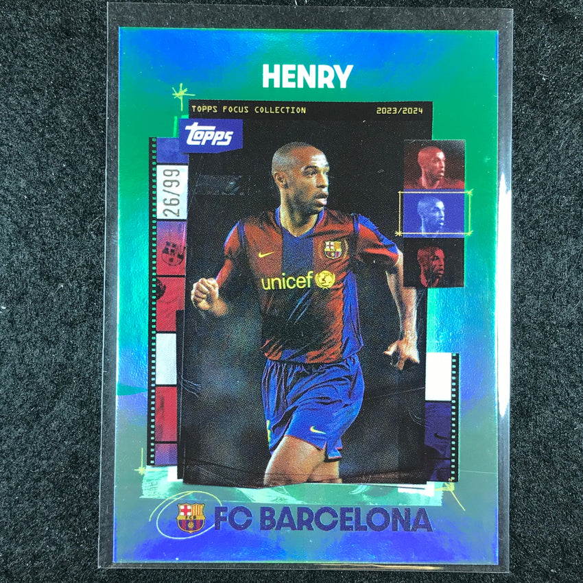 2023-24 Topps Focus Barcelona THIERRY HENRY Snapshots Green Rainbow 26/99 #38