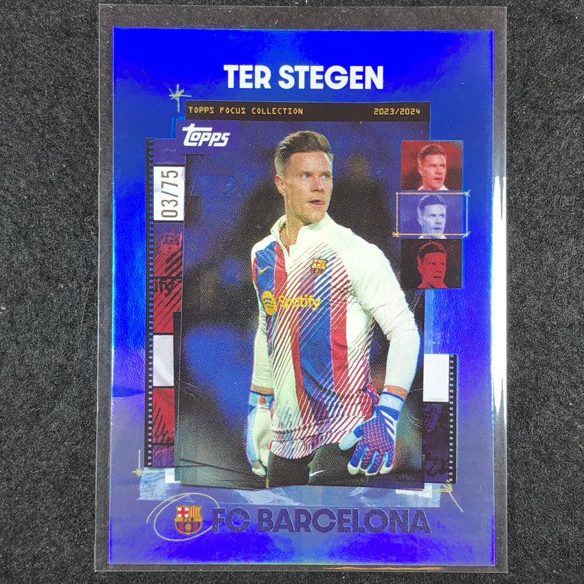 2023-24 Topps Focus Barcelona MARC-ANDRE TER STEGEN Snapshots Blue Foil 3/75 #1