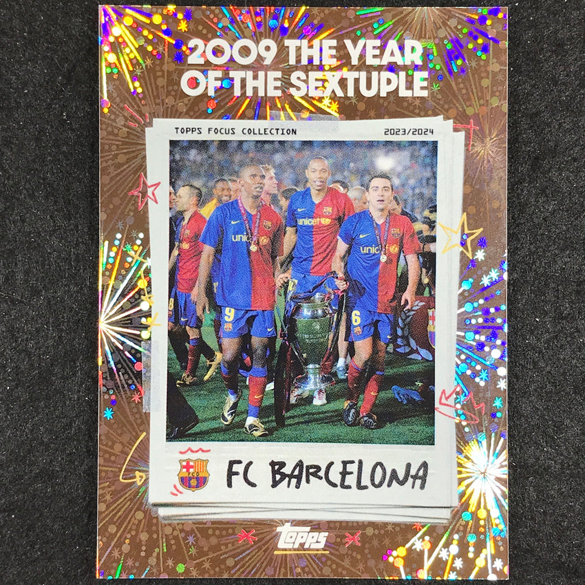 2023-24 Topps Focus Barcelona 2009 THE SEXTUPLE Moments In Time Foil #42