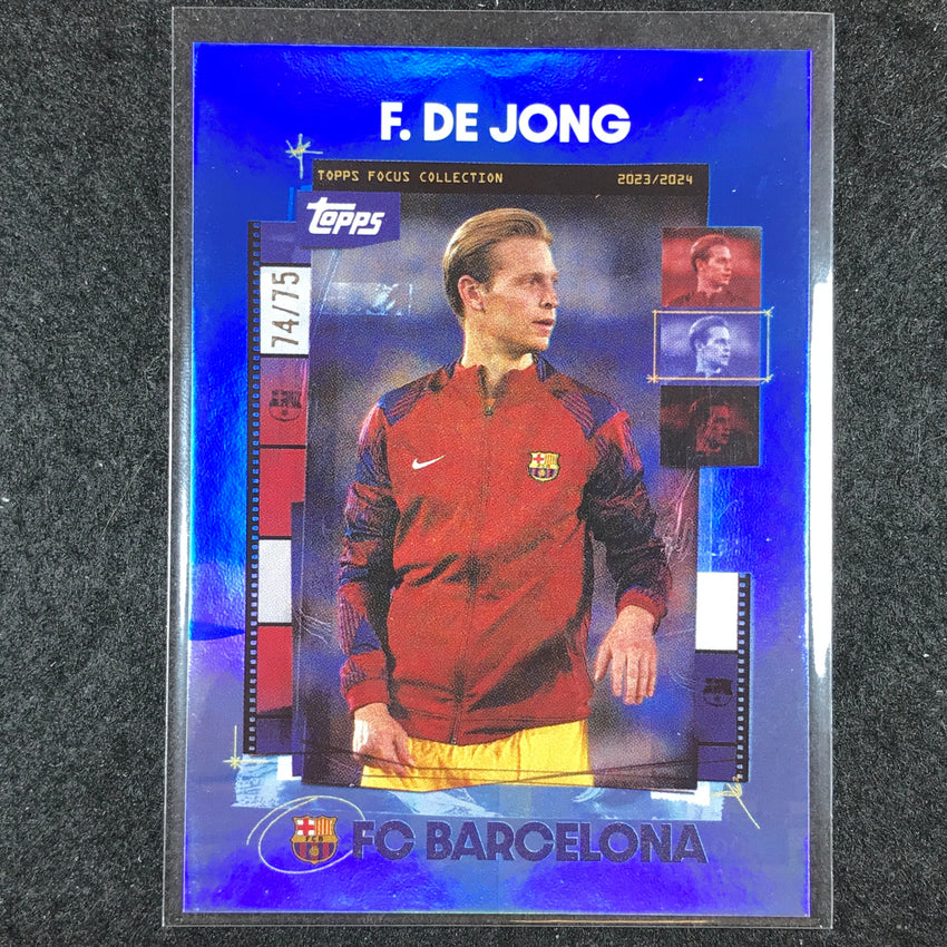 2023-24 Topps Focus Barcelona FRENKIE DE JONG Snapshots Blue Rainbow 74/75 #11