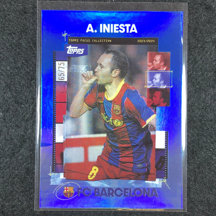 2023-24 Topps Focus Barcelona ANDRES INIESTA Snapshots Blue Rainbow 65/75 #15
