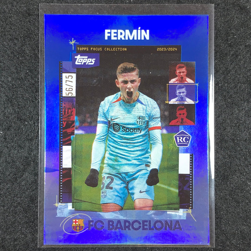 2023-24 Topps Focus Barcelona FERMIN LOPEZ Snapshots Rookie Blue Foil 56/75 #25