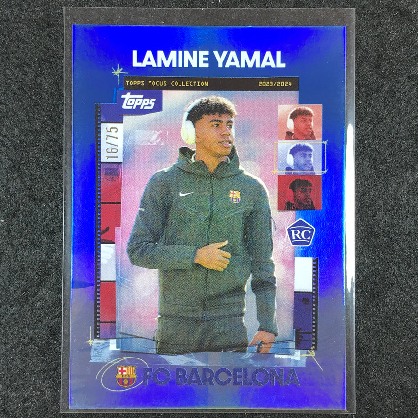 2023-24 Topps Focus Barcelona LAMINE YAMAL Snapshots Rookie Blue Foil 16/75 #30