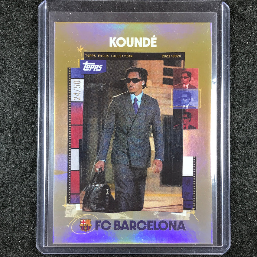 2023-24 Topps Focus Barcelona JULES KOUNDE Snapshots Gold Rainbow Foil 24/50 #3